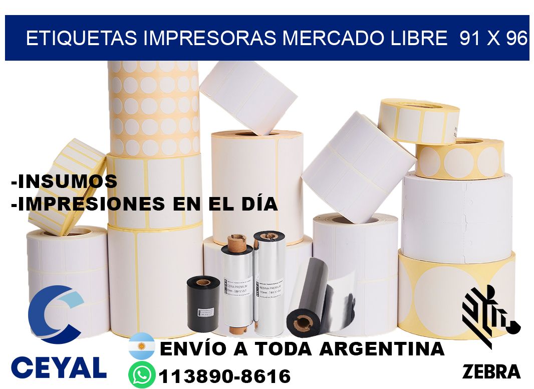etiquetas impresoras mercado libre  91 x 96