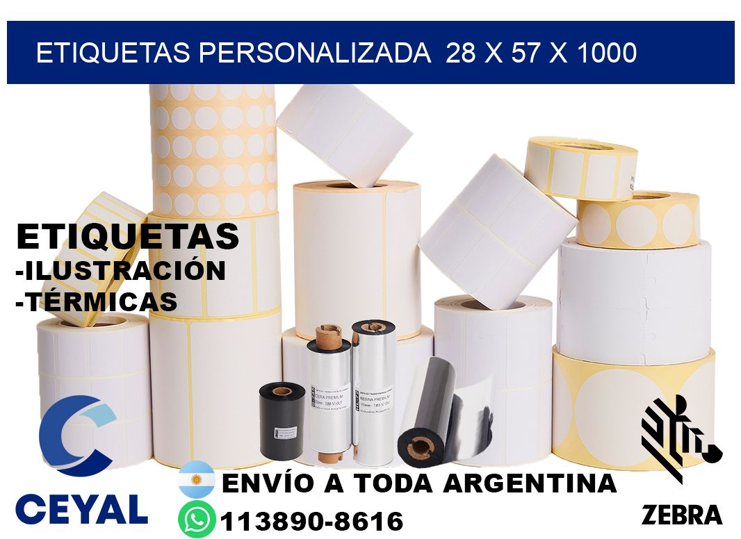 etiquetas personalizada  28 x 57 x 1000