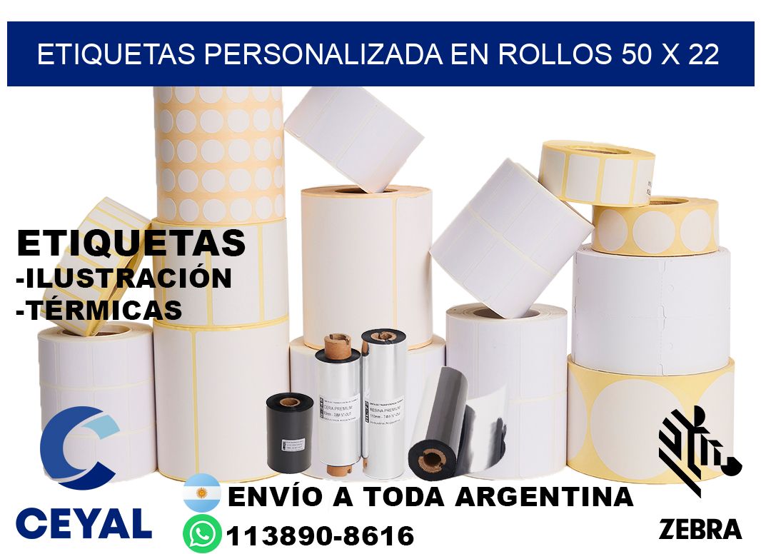 etiquetas personalizada en rollos 50 x 22