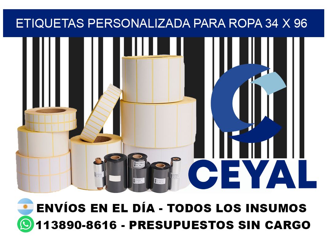 etiquetas personalizada para ropa 34 x 96