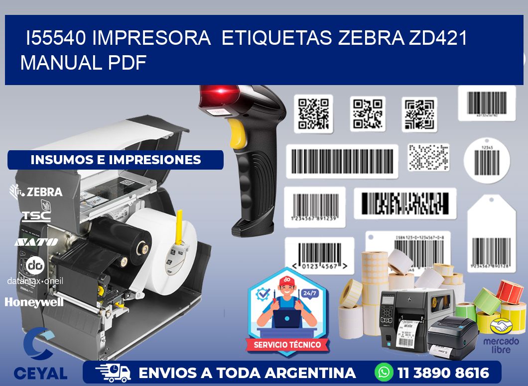 i55540 impresora  etiquetas Zebra ZD421 manual PDF