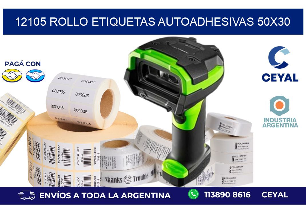 12105 Rollo Etiquetas autoadhesivas 50x30