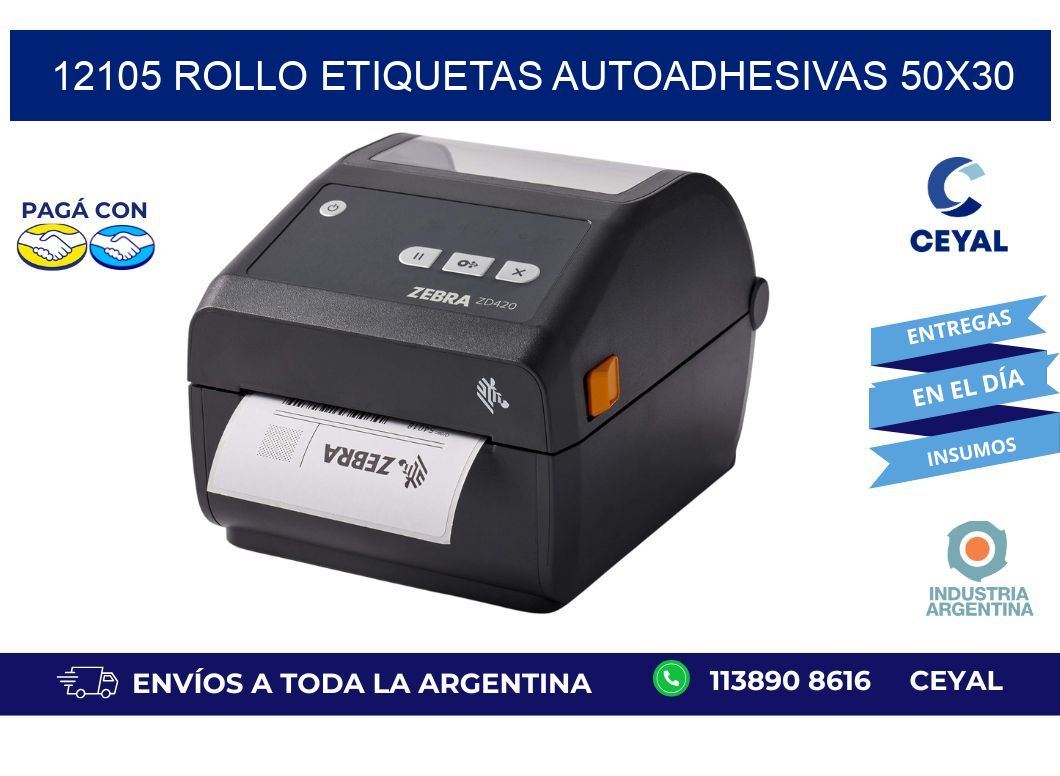 12105 Rollo Etiquetas autoadhesivas 50x30