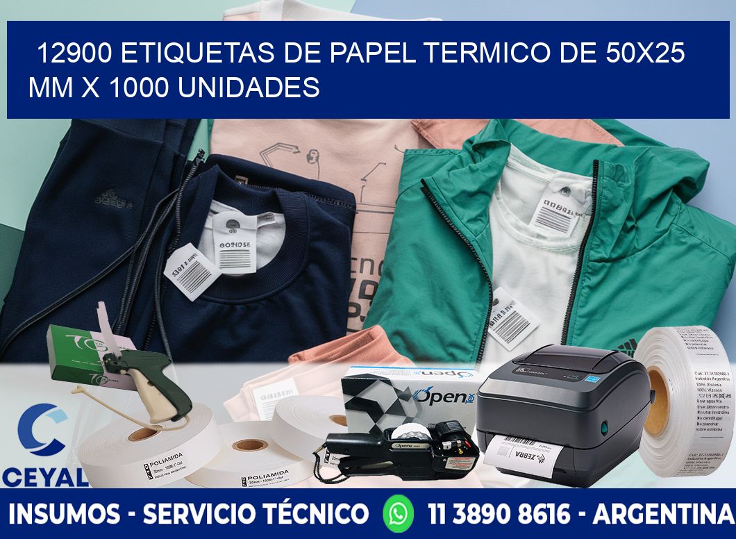 12900 Etiquetas De Papel Termico De 50x25 Mm X 1000 Unidades