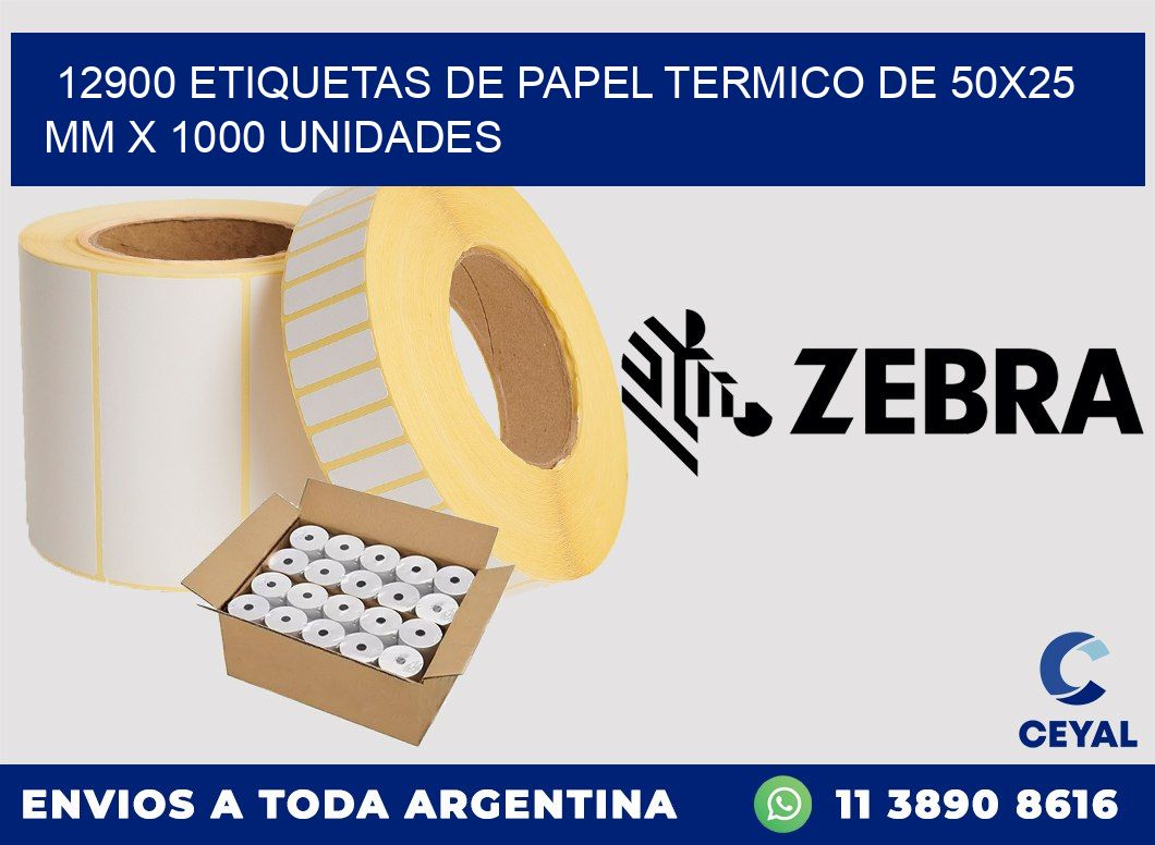 12900 Etiquetas De Papel Termico De 50x25 Mm X 1000 Unidades