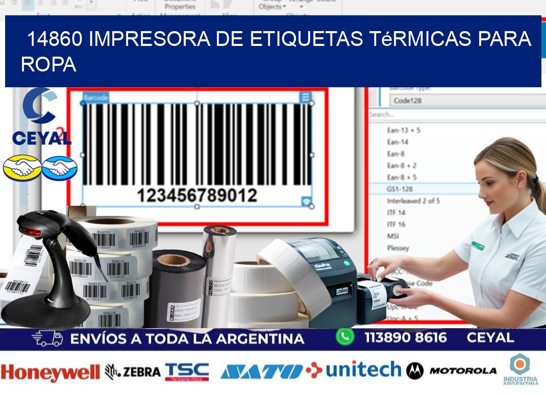 14860 impresora de etiquetas térmicas para ropa