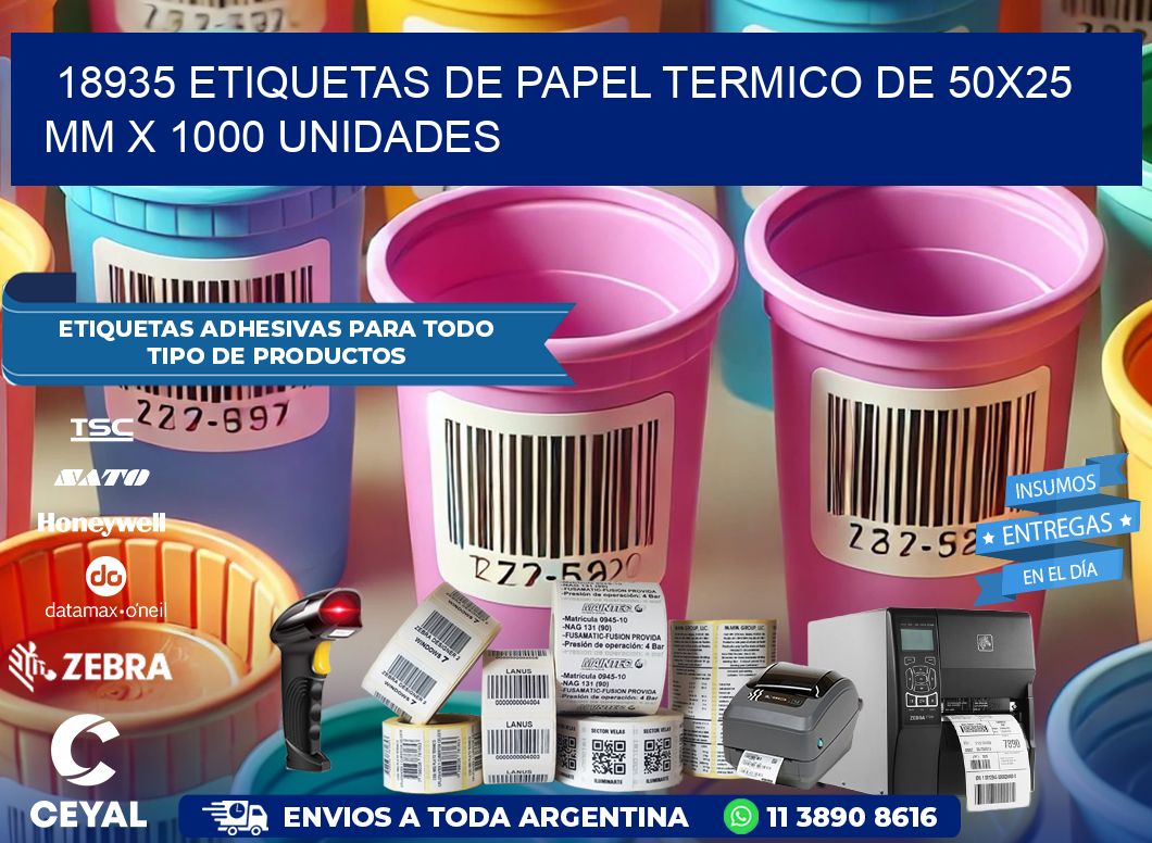 18935 Etiquetas De Papel Termico De 50x25 Mm X 1000 Unidades
