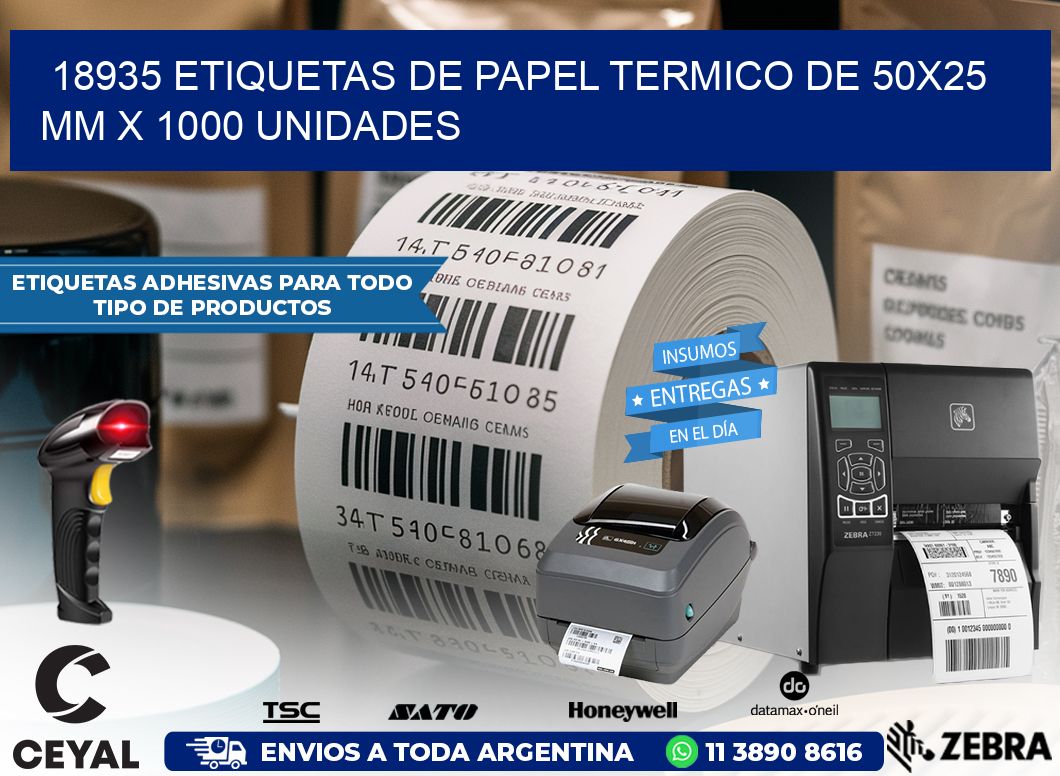 18935 Etiquetas De Papel Termico De 50x25 Mm X 1000 Unidades