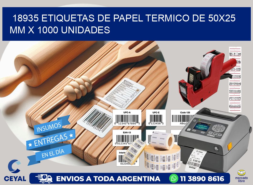 18935 Etiquetas De Papel Termico De 50x25 Mm X 1000 Unidades