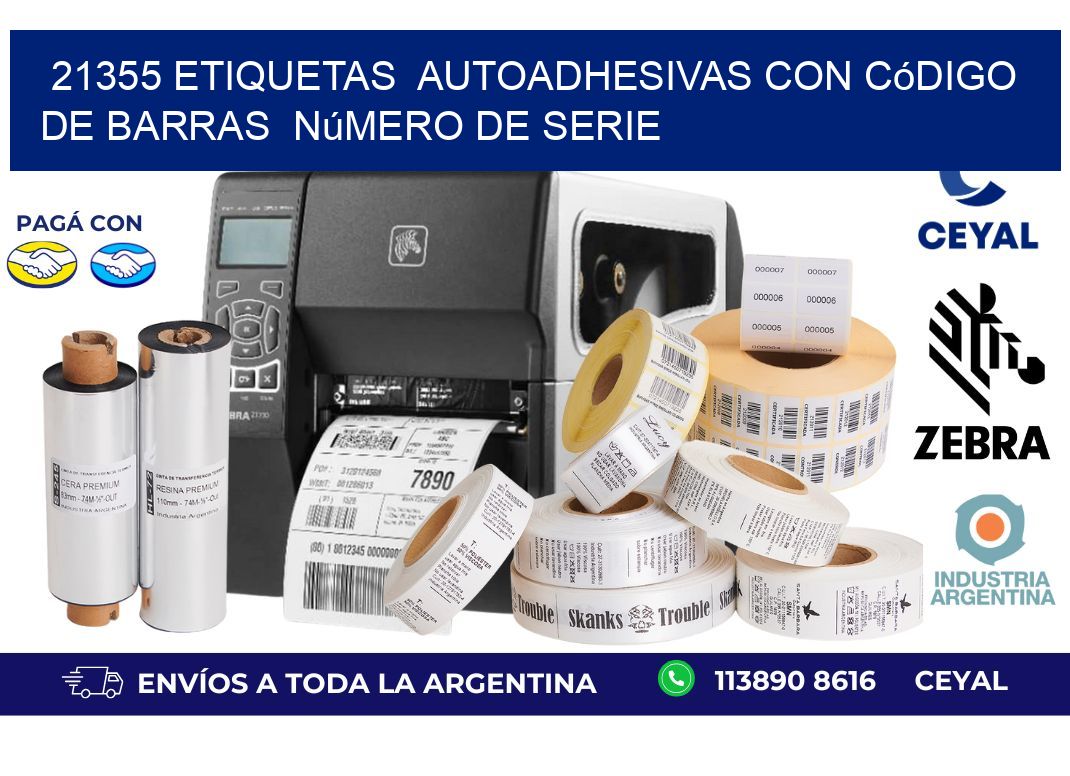 21355 etiquetas  autoadhesivas con código de barras  número de serie