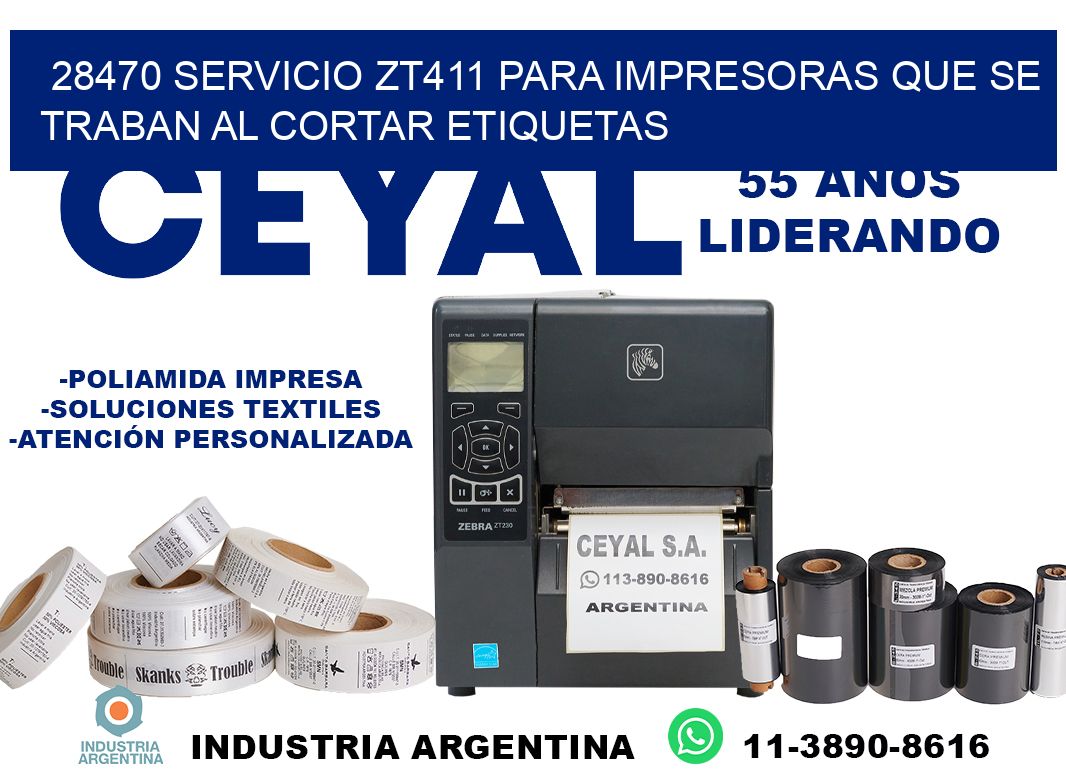 28470 servicio zt411 para impresoras que se traban al cortar etiquetas