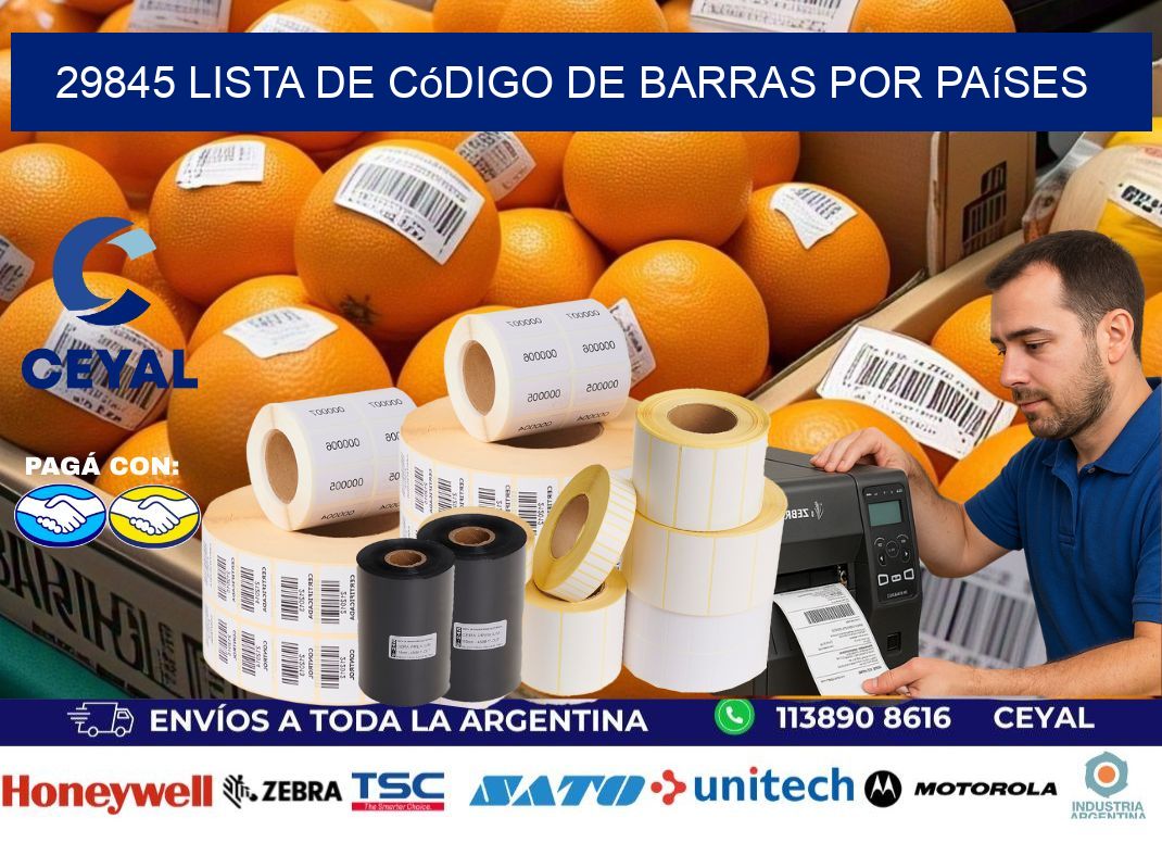29845 Lista de código de barras por países