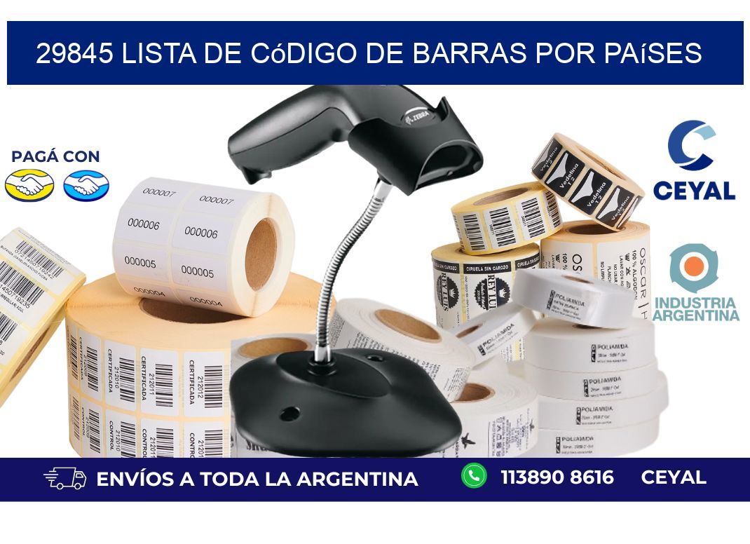 29845 Lista de código de barras por países