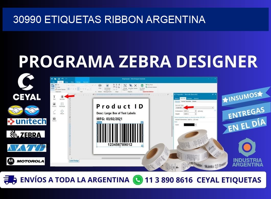 30990 etiquetas ribbon argentina