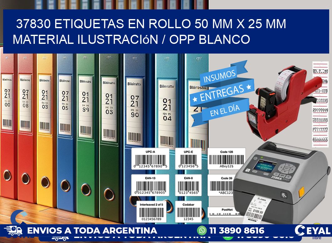 37830 Etiquetas en rollo 50 mm x 25 mm material Ilustración / OPP Blanco