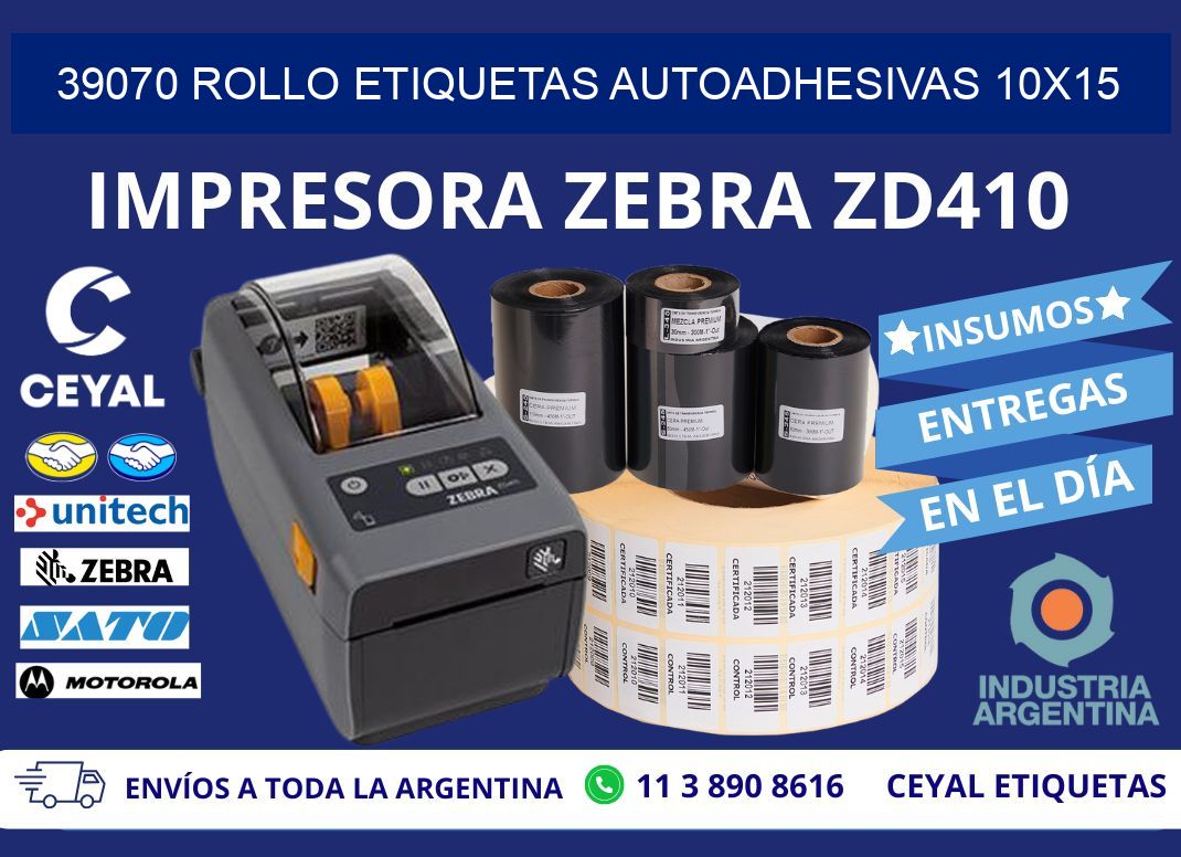 39070 Rollo Etiquetas autoadhesivas 10x15
