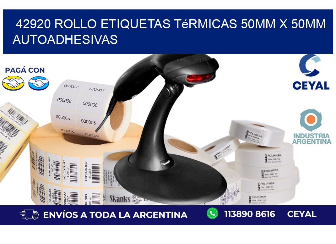 42920 Rollo Etiquetas Térmicas 50mm X 50mm Autoadhesivas