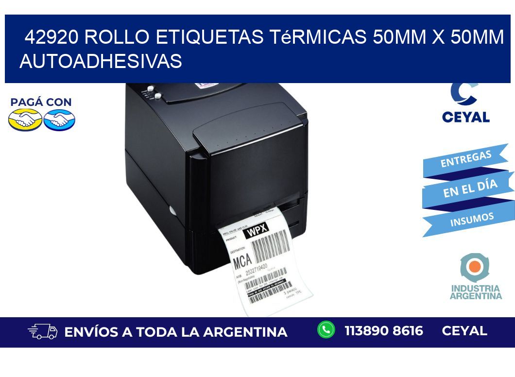 42920 Rollo Etiquetas Térmicas 50mm X 50mm Autoadhesivas