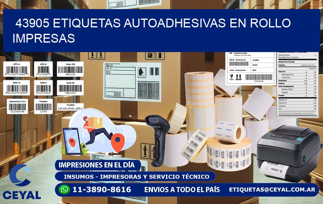 43905 Etiquetas autoadhesivas en rollo impresas
