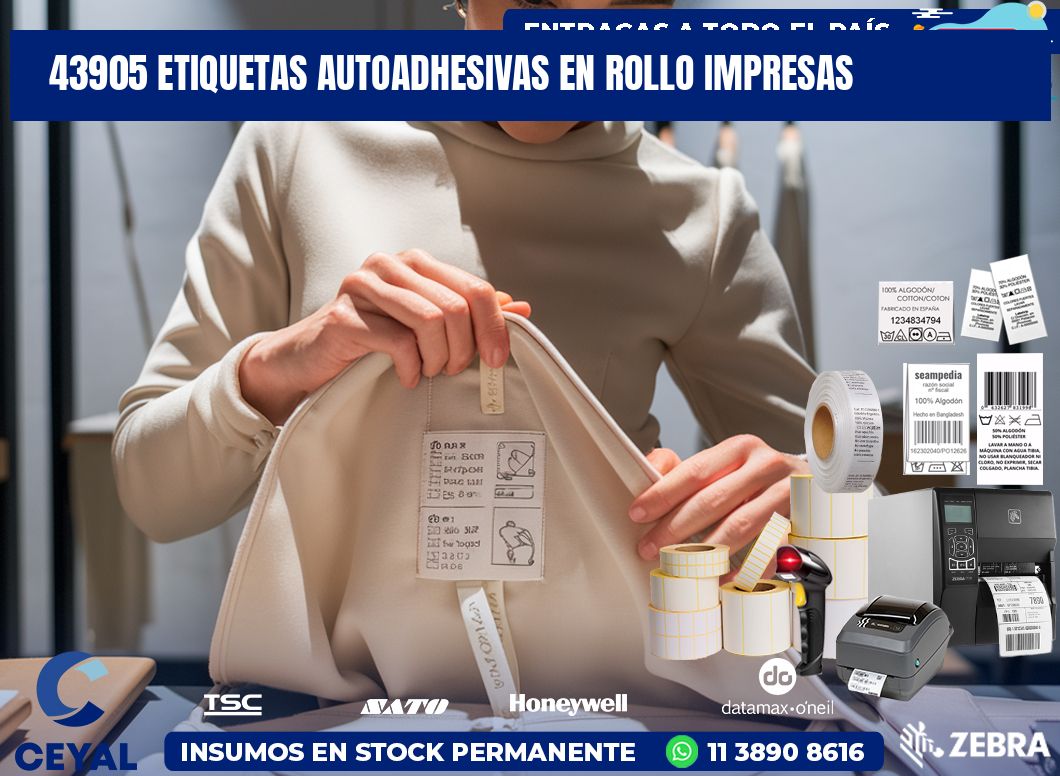 43905 Etiquetas autoadhesivas en rollo impresas