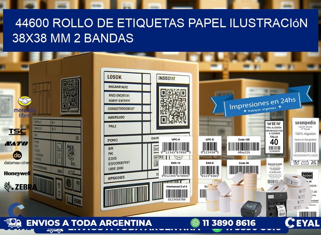 44600 Rollo de Etiquetas Papel Ilustración 38×38 Mm 2 Bandas