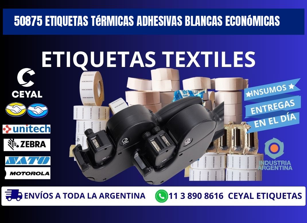 50875 etiquetas térmicas adhesivas blancas económicas