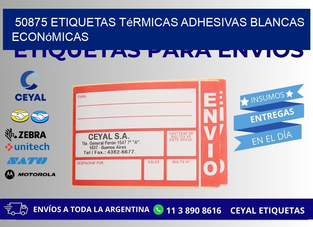 50875 etiquetas térmicas adhesivas blancas económicas