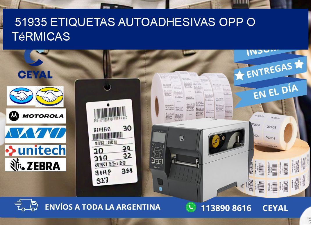 51935 etiquetas autoadhesivas opp o térmicas