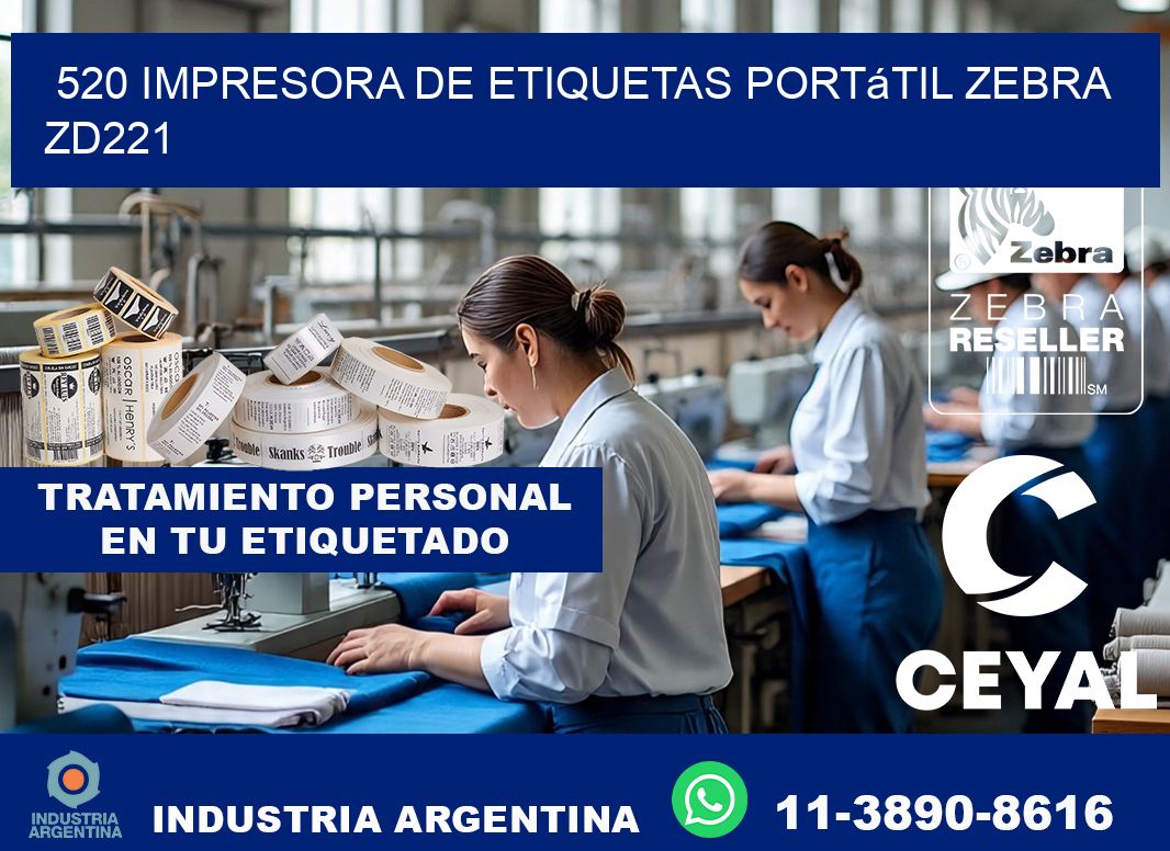520 impresora de etiquetas portátil Zebra ZD221