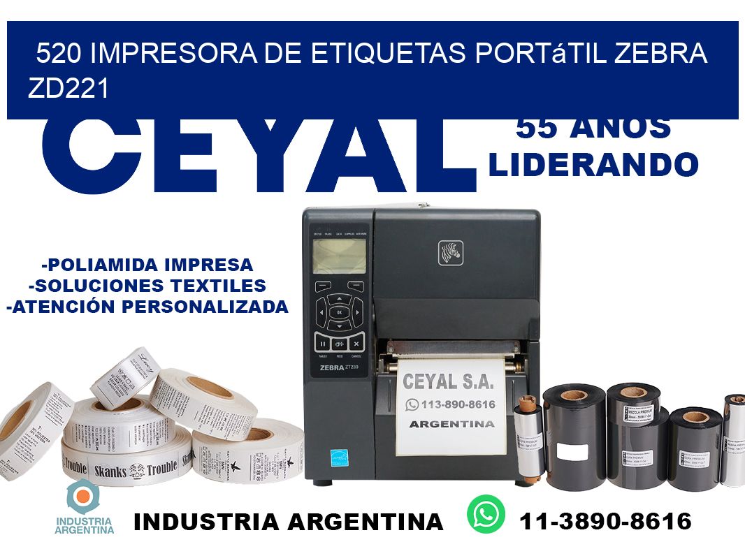 520 impresora de etiquetas portátil Zebra ZD221