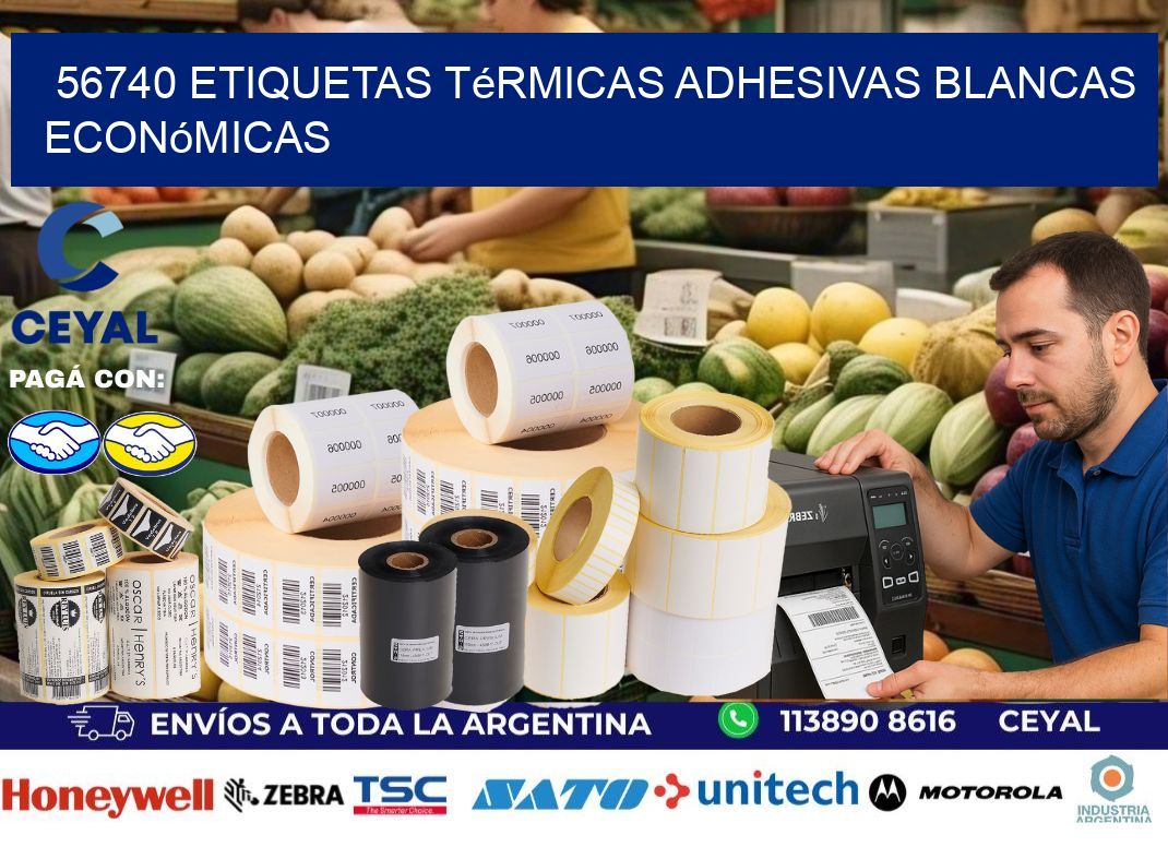 56740 etiquetas térmicas adhesivas blancas económicas