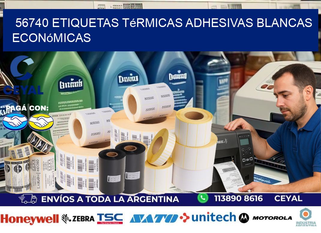 56740 etiquetas térmicas adhesivas blancas económicas