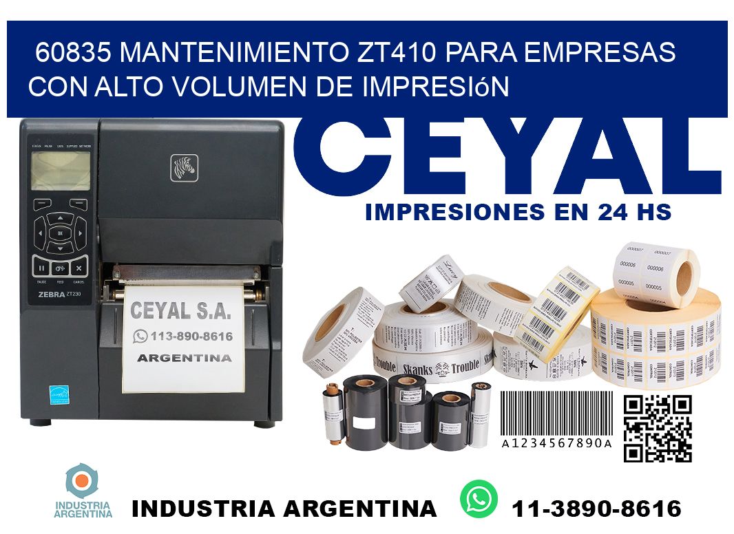 60835 mantenimiento zt410 para empresas con alto volumen de impresión