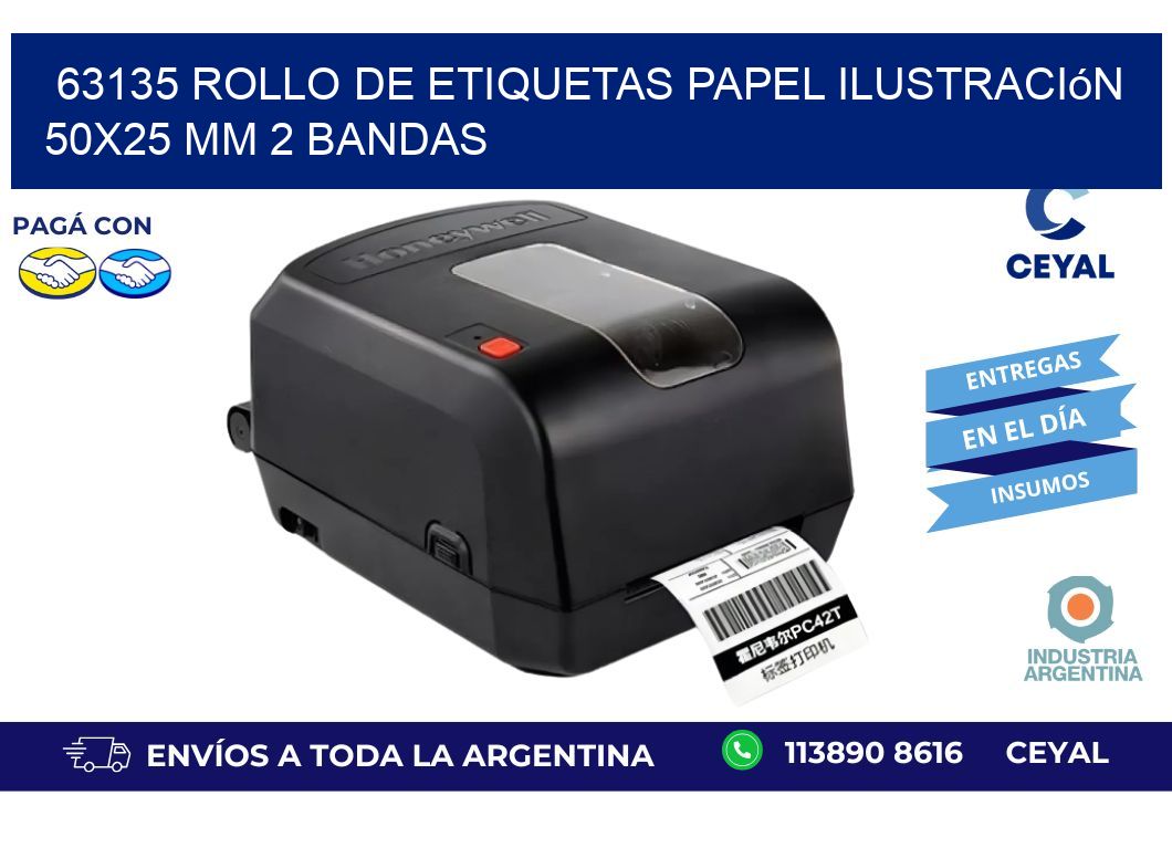 63135 Rollo de Etiquetas Papel Ilustración 50x25 Mm 2 Bandas