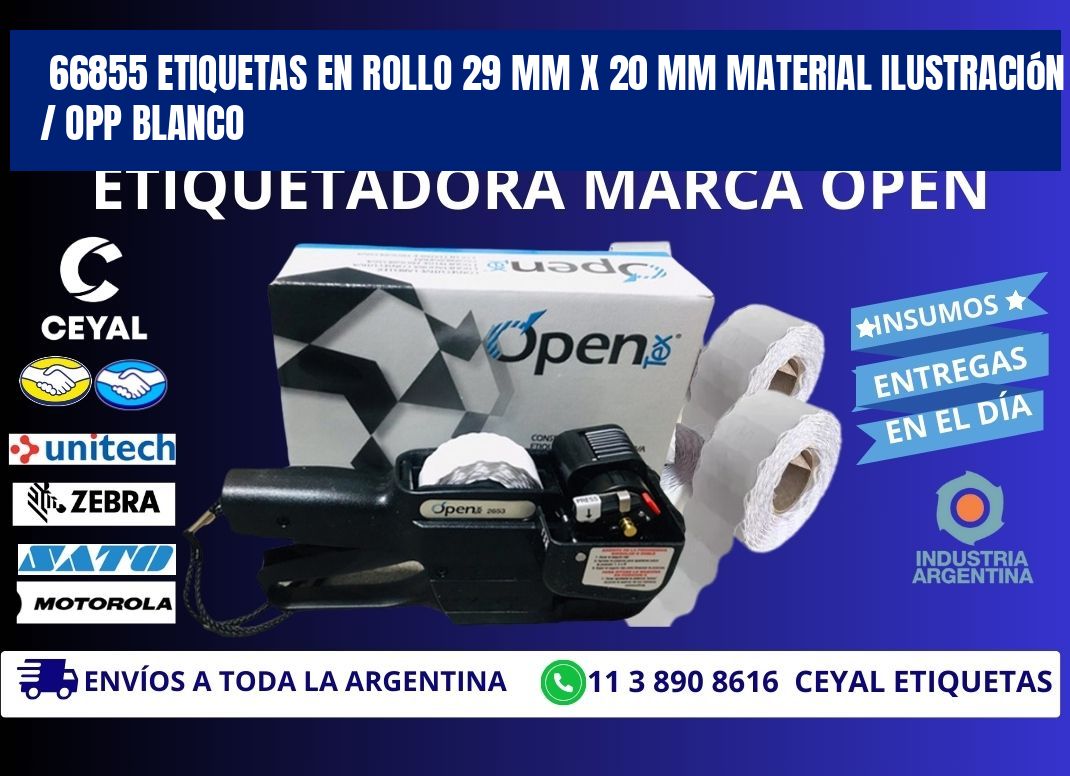 66855 Etiquetas en rollo 29 mm x 20 mm material Ilustración / OPP Blanco