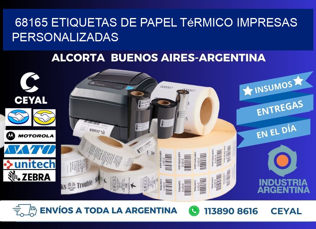 68165 Etiquetas de papel térmico impresas personalizadas