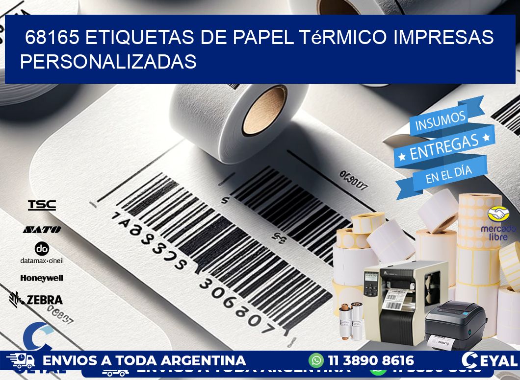 68165 Etiquetas de papel térmico impresas personalizadas