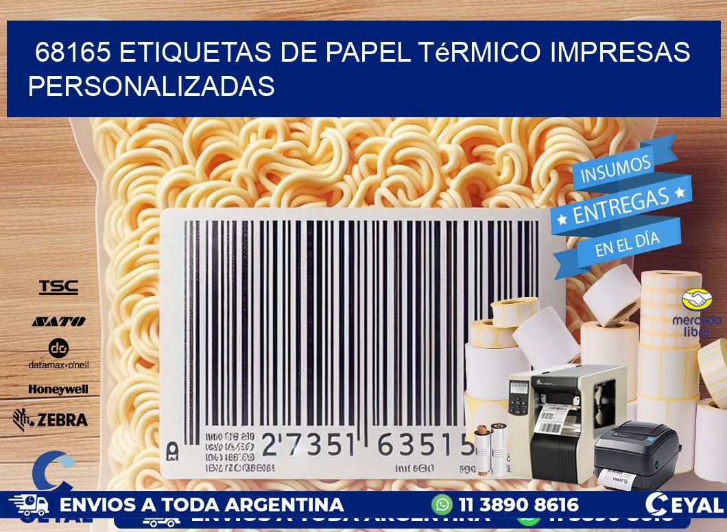 68165 Etiquetas de papel térmico impresas personalizadas