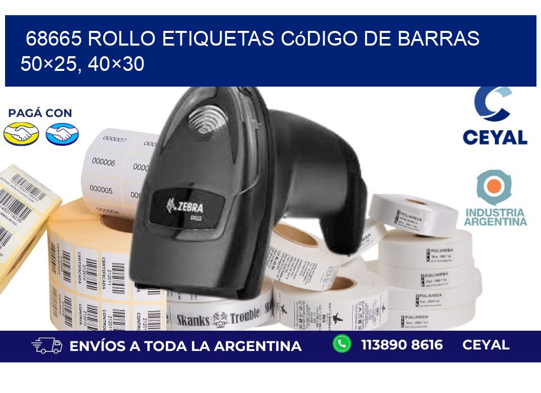 68665 rollo etiquetas código de barras 50×25, 40×30