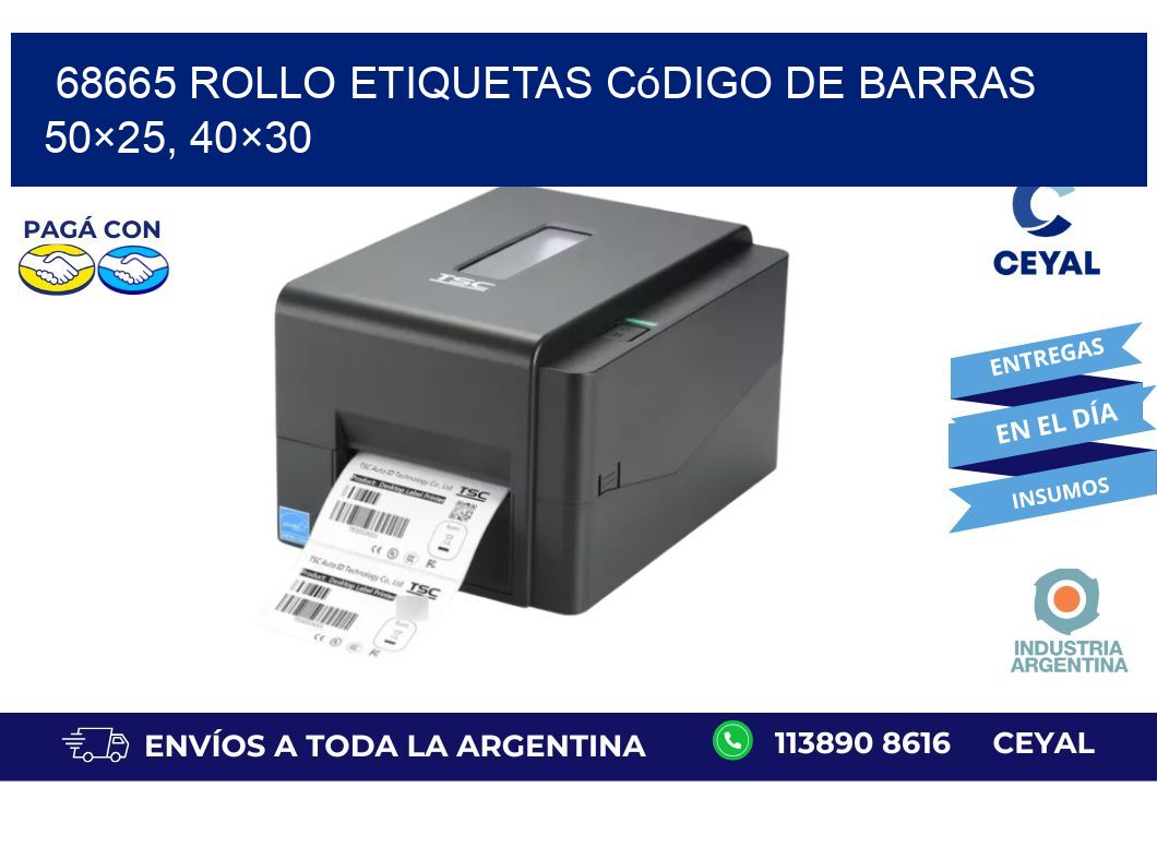 68665 rollo etiquetas código de barras 50×25, 40×30