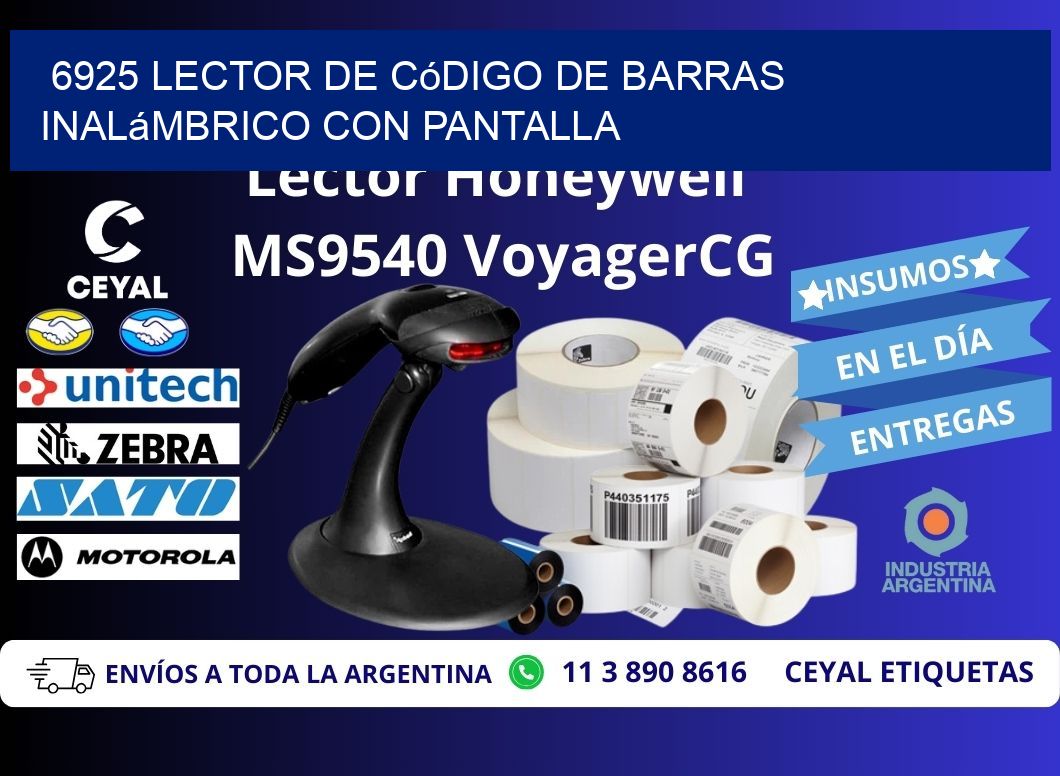 6925 Lector de código de barras inalámbrico con Pantalla