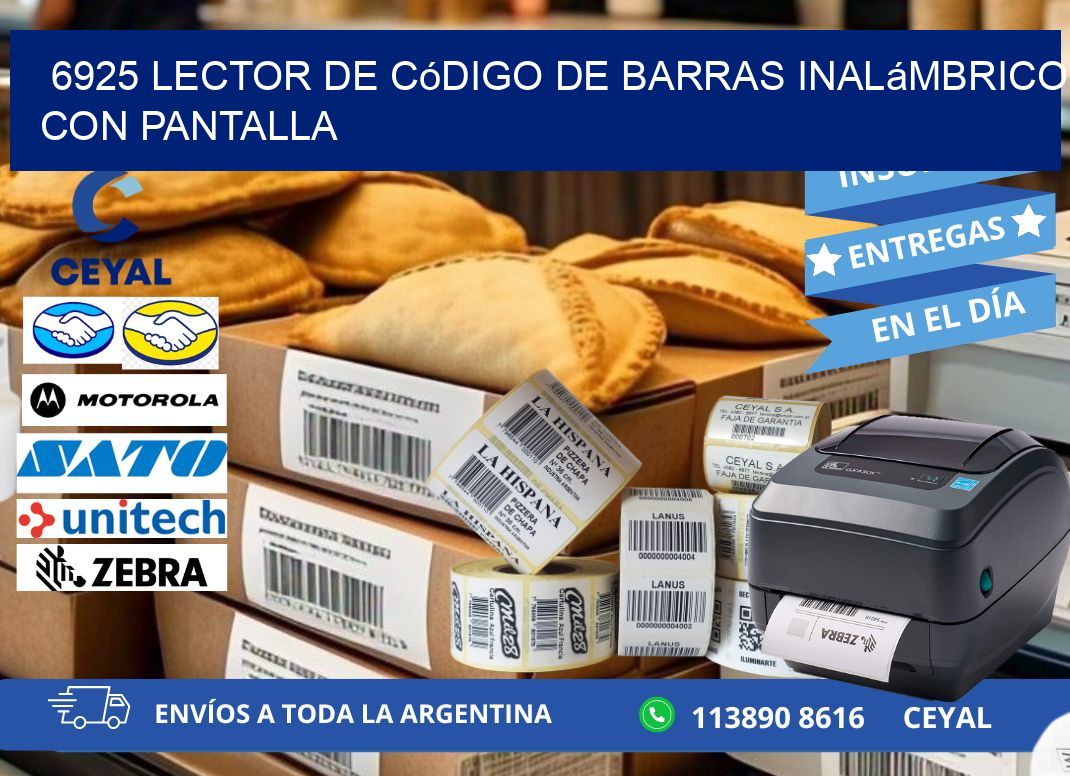 6925 Lector de código de barras inalámbrico con Pantalla