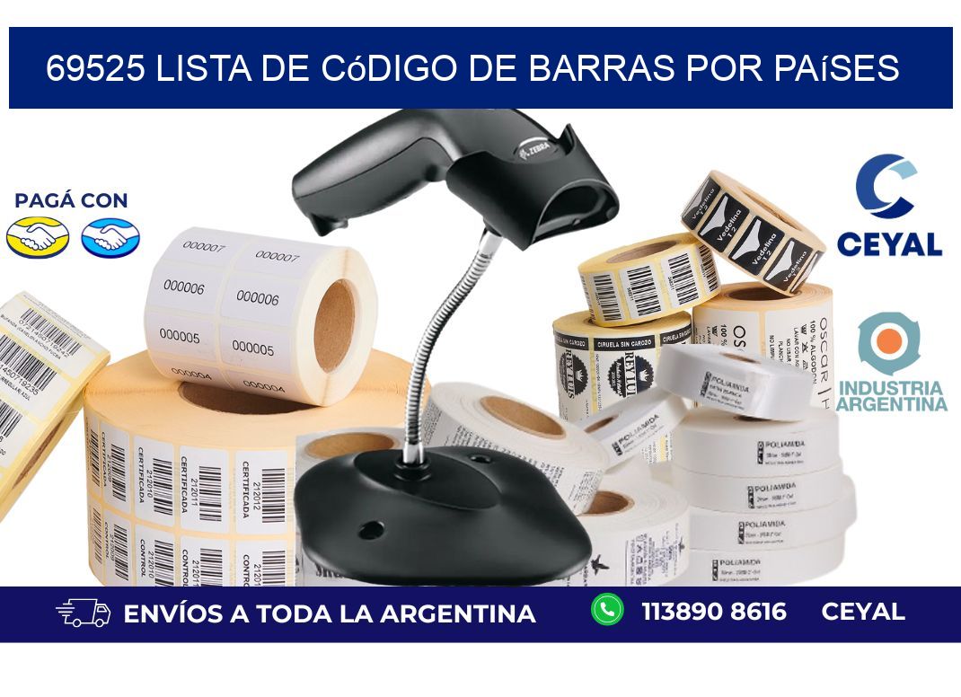 69525 Lista de código de barras por países