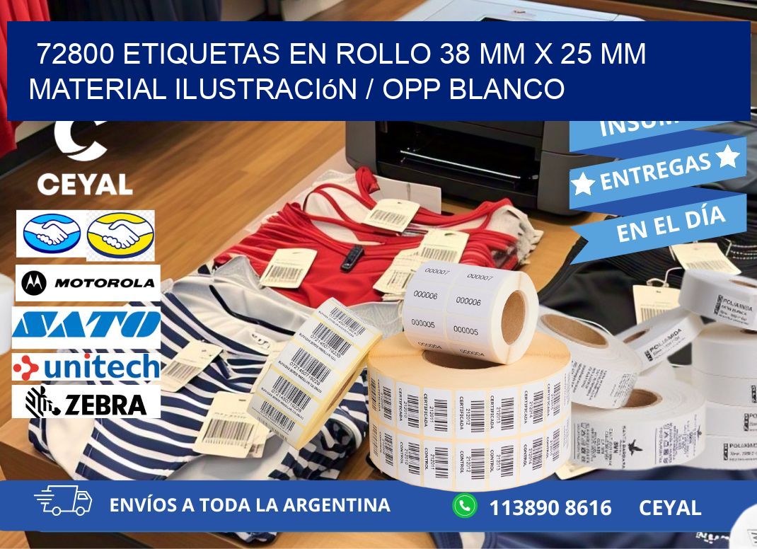 72800 Etiquetas en rollo 38 mm x 25 mm material Ilustración / OPP Blanco
