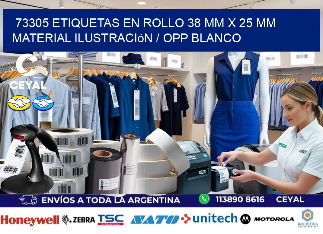 73305 Etiquetas en rollo 38 mm x 25 mm material Ilustración / OPP Blanco