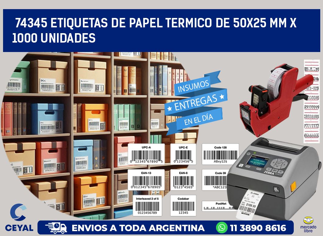 74345 Etiquetas De Papel Termico De 50x25 Mm X 1000 Unidades