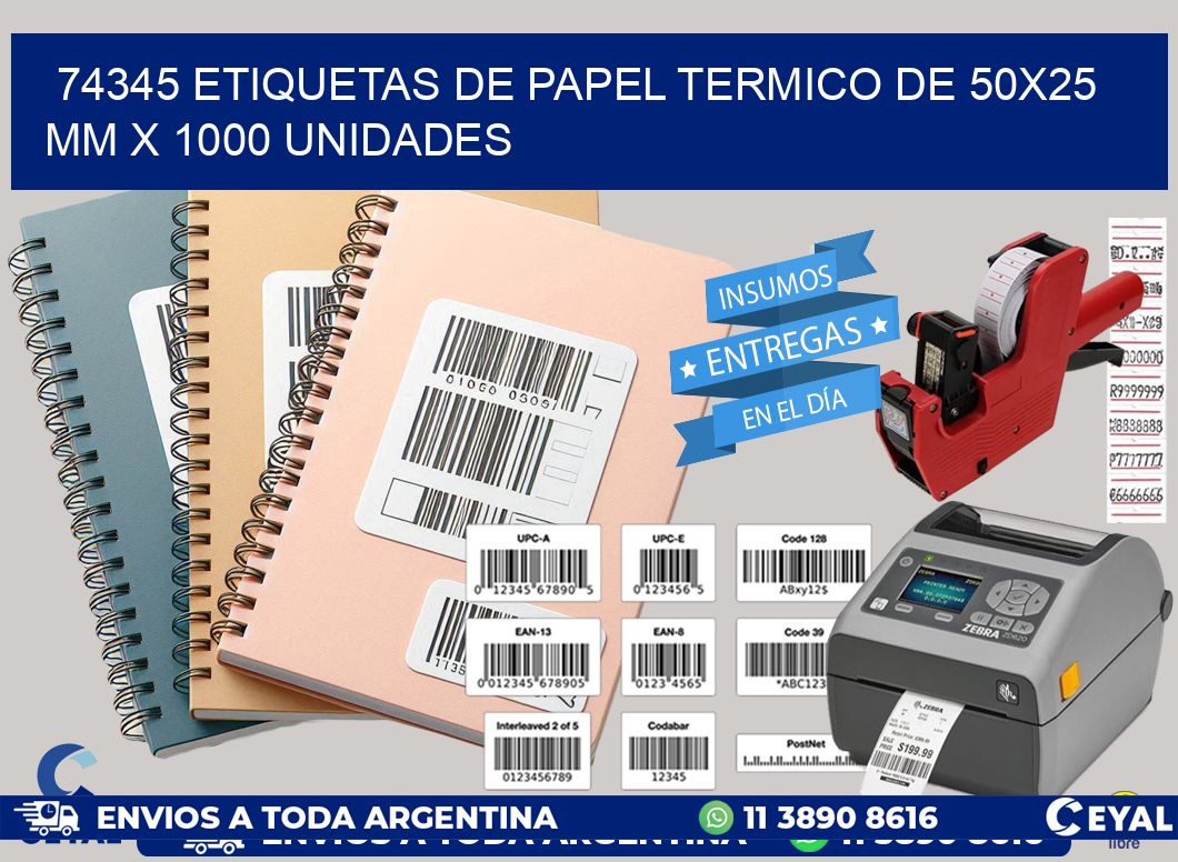 74345 Etiquetas De Papel Termico De 50x25 Mm X 1000 Unidades