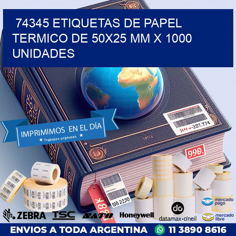 74345 Etiquetas De Papel Termico De 50x25 Mm X 1000 Unidades