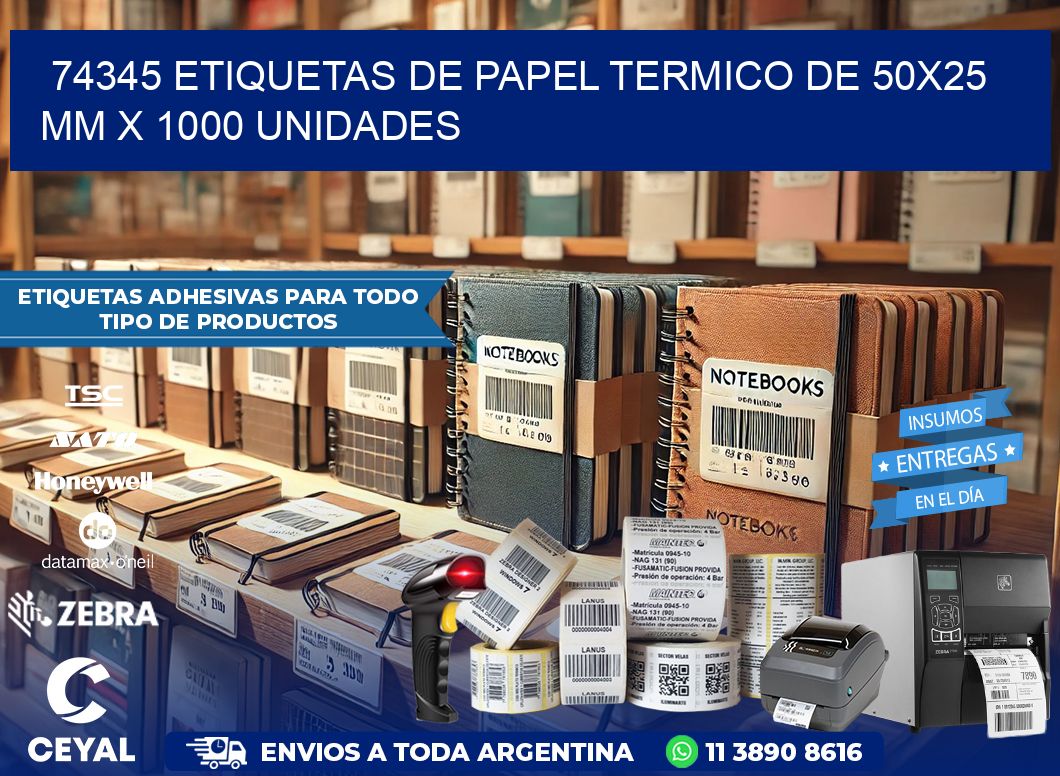 74345 Etiquetas De Papel Termico De 50×25 Mm X 1000 Unidades