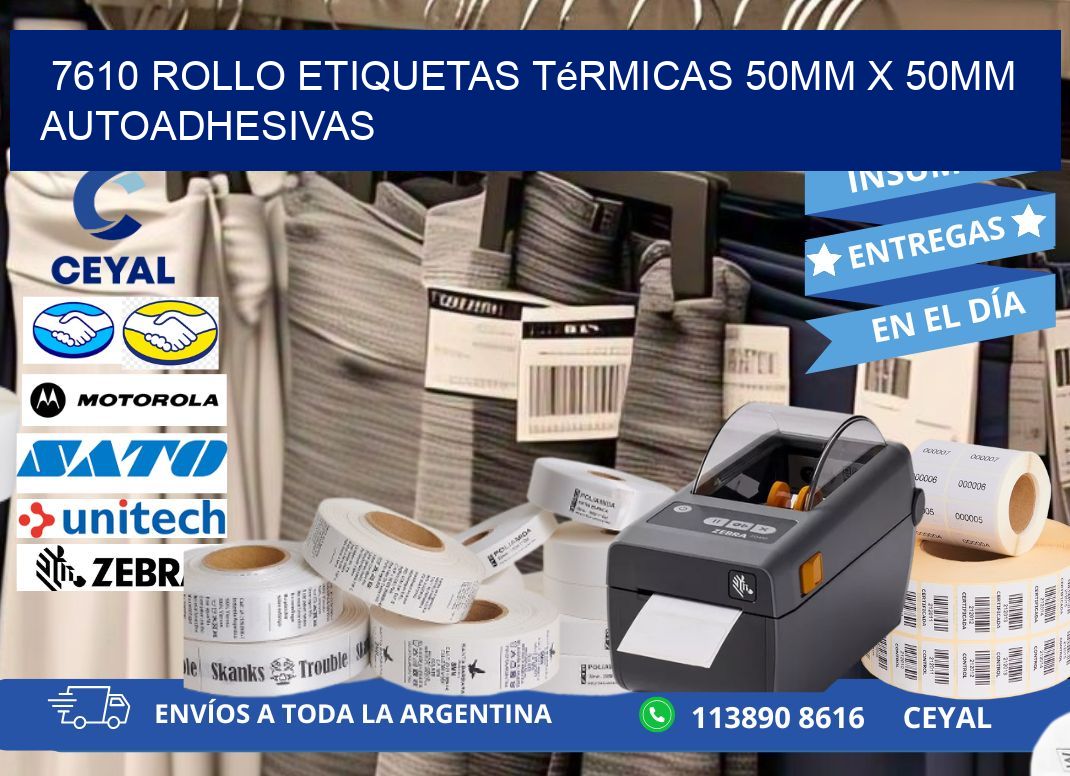 7610 Rollo Etiquetas Térmicas 50mm X 50mm Autoadhesivas